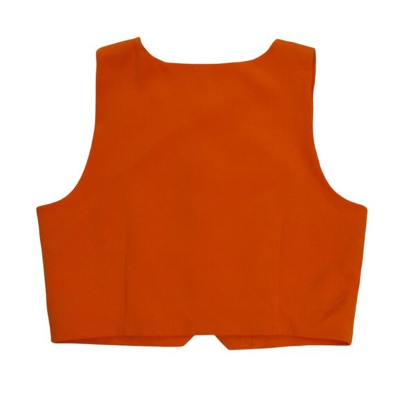 Orange Button-Up Cropped Vest By Love Tree - Medium Size - Womens Fashion Top. - Picture 2 of 6